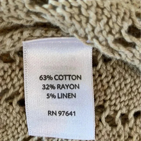 J Jill Pointelle Open Cardigan Sweater Linen Blend Size Medium Beige *READ - Picture 6 of 8
